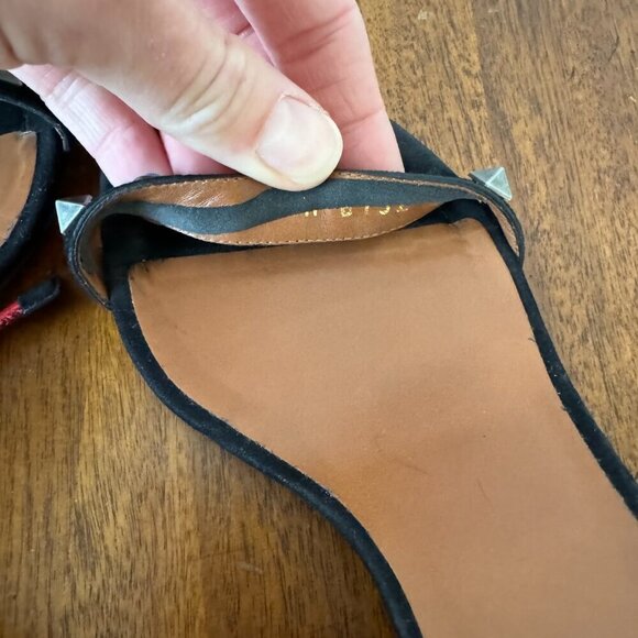 Valentino Rockstud  Multicolored Accents Black Suede Sandals - Picture 11 of 12